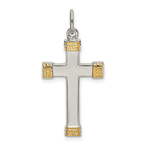 Image of Sterling Silver w/ Gold-Plated Polished Cross Pendant QC9047