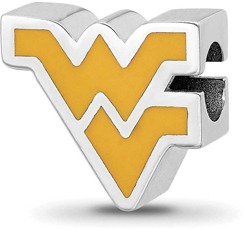 Image of Sterling Silver West Virginia University WV Enamel Logo Bead by LogoArt