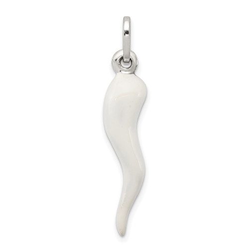 Image of Sterling Silver White Enamel Italian Horn Pendant