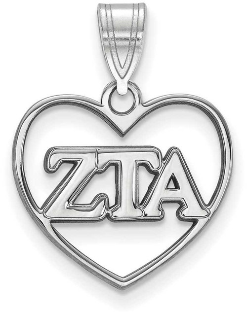 Image of Sterling Silver Zeta Tau Alpha Heart Pendant by LogoArt (SS008ZTA)