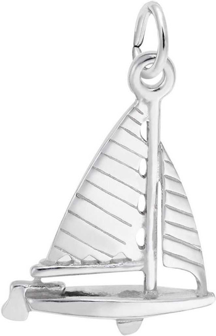 Image of Striped Sloop Sailboat Charm (Choose Metal) by Rembrandt