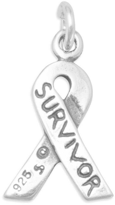 Image of Survivor Ribbon Charm 925 Sterling Silver