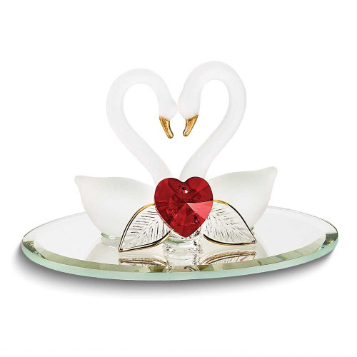 Image of Swan Pair with Red Heart Glass Figurine (Gifts)