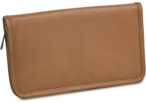 Tan Leather Zip Around Jewelry Wallet