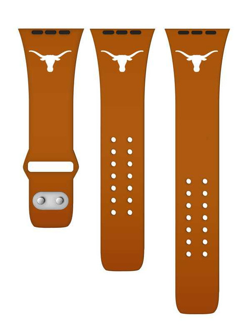 Image of Texas Longhorns Silicone Watch Band Compatible with Apple Watch - 38mm/40mm/41mm Burnt Orange C-AB3-304-38