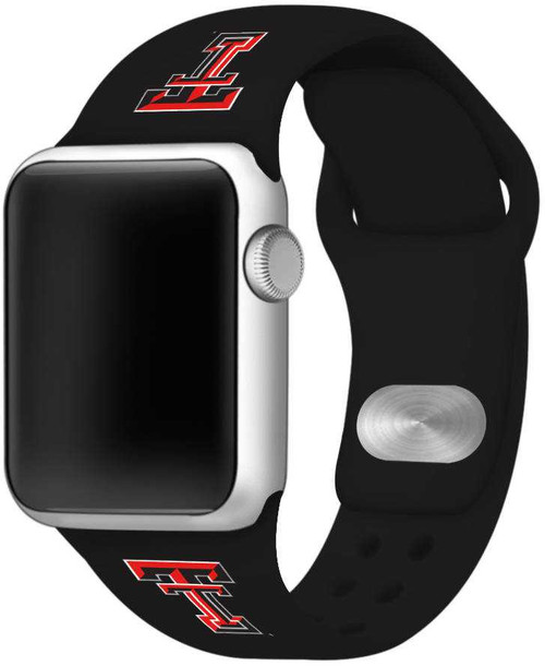 Image of Texas Tech Red Raiders Silicone Watch Band Compatible with Apple Watch - 42mm/44mm/45mm Black C-AB1-115-42