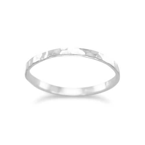 Image of Thin Polished Hammered Band 925 Sterling Silver