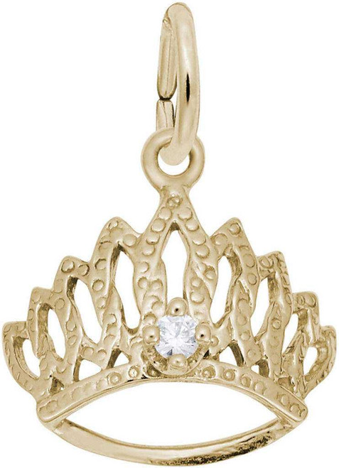 Image of Tiara Charm w/ White Synthetic Crystal (Choose Metal) by Rembrandt