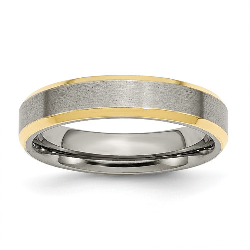 Image of Titanium 5mm Yellow IP-plated Beveled Edge Brushed/Polished Band Ring
