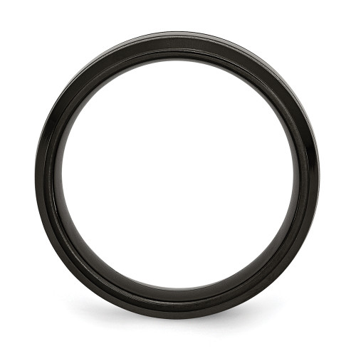 Titanium Black IP-plated Grooved 7mm Band Ring