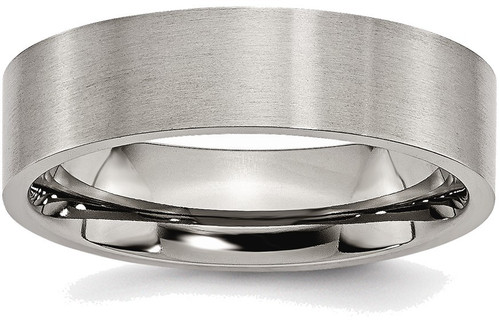 Titanium Flat 6mm Brushed Band Ring