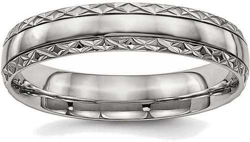 Image of Titanium Polished Grooved Criss Cross Design Ring