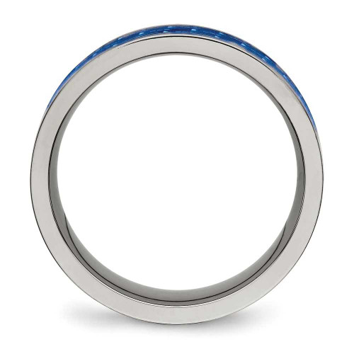 Image of Titanium Polished w/ Blue Carbon Fiber Inlay Band Ring TB478