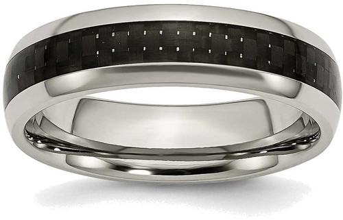 Image of Titanium Polished w/Black Carbon Fiber Inlay 6mm Band Ring