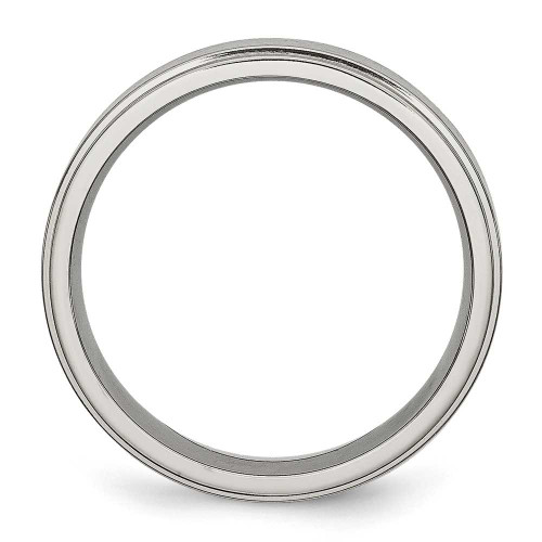 Image of Titanium Ridged Edge 6mm Brushed and Polished Band Ring