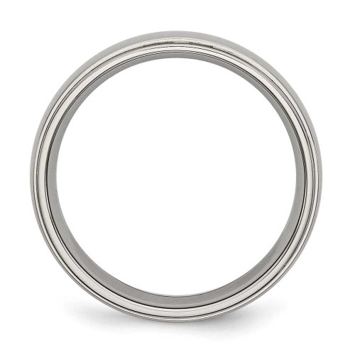 Image of Titanium Ridged Edge 6mm Polished Band Ring TB23