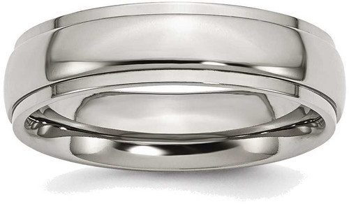 Image of Titanium Ridged Edge 6mm Polished Band Ring TB23