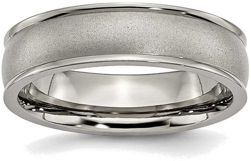 Image of Titanium Ridged Edge 6mm Satin and Polished Band Ring