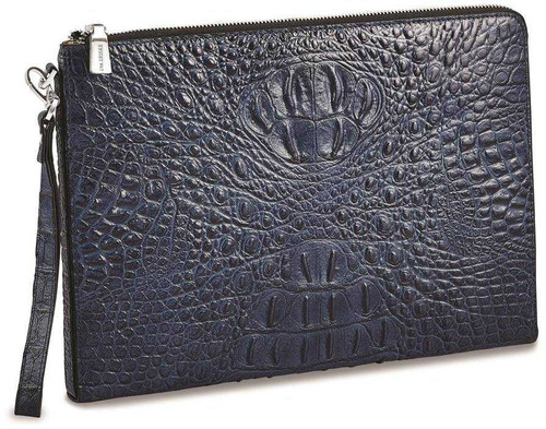 Image of Top Grain Leather Croc Texture Blue Portfolio (Gifts)