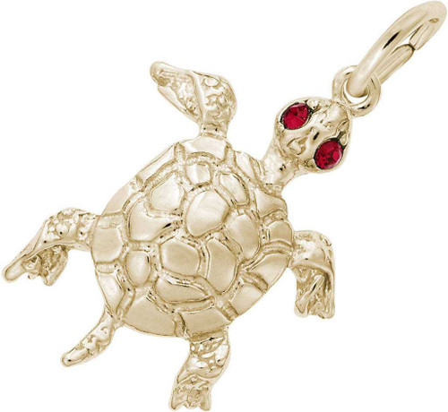 Image of Turtle w/ Purple Synthetic Crystals Charm (Choose Metal) by Rembrandt