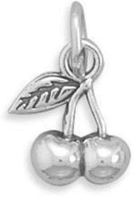 Image of Two Cherries Charm 925 Sterling Silver
