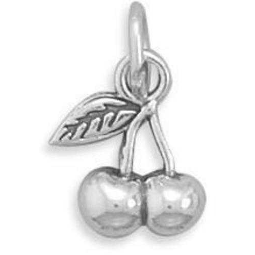 Image of Two Cherries Charm 925 Sterling Silver