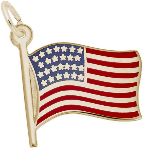 Image of USA American Flag Charm w/ Red, White & Blue Enamel (Choose Metal) by Rembrandt