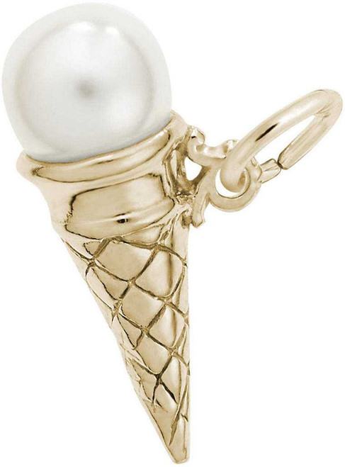 Image of Vanilla Ice Cream Cone w/ Simulated Pearl Charm (Choose Metal) by Rembrandt