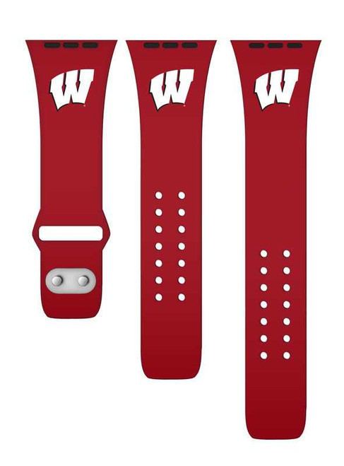 Image of Wisconsin Badgers Silicone Watch Band Compatible with Apple Watch - 42mm/44mm/45mm Crimson Red C-AB2-133-42