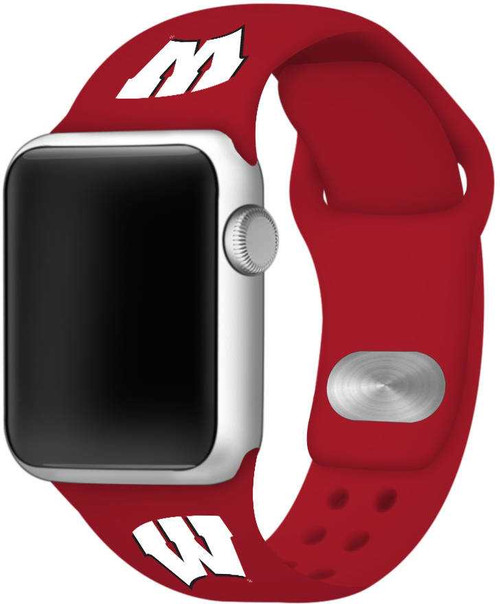 Image of Wisconsin Badgers Silicone Watch Band Compatible with Apple Watch - 42mm/44mm/45mm Crimson Red C-AB2-133-42