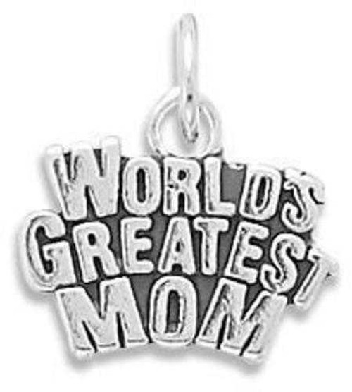 Image of Worlds Greatest Mom Charm 925 Sterling Silver