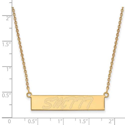 Image of Yellow 925 Silver LogoArt University of Southern Mississippi Small Bar Necklace