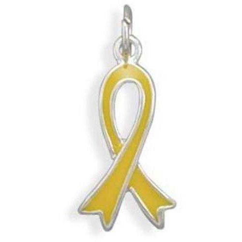 Image of Yellow Awareness Ribbon Charm 925 Sterling Silver