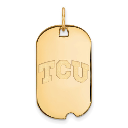 Yellow Sterling Silver LogoArt Texas Christian University Small Dog Tag Pendant