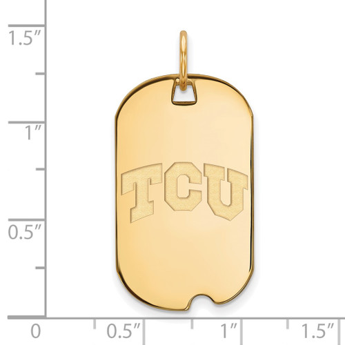 Yellow Sterling Silver LogoArt Texas Christian University Small Dog Tag Pendant