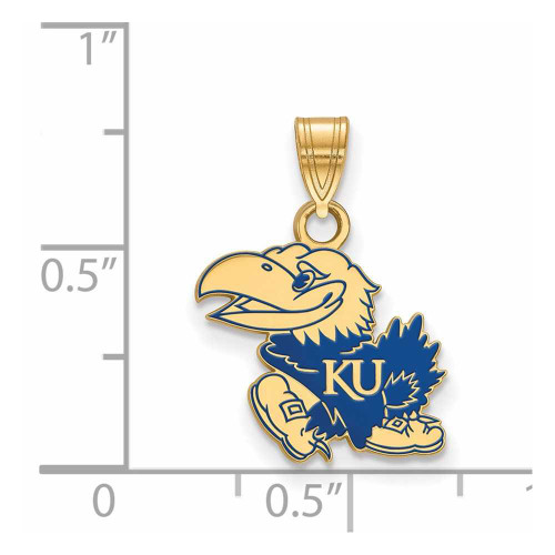 Image of Yellow Sterling Silver LogoArt The University of Kansas Medium Enamel Pendant