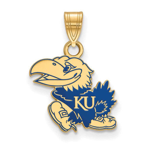 Image of Yellow Sterling Silver LogoArt The University of Kansas Medium Enamel Pendant