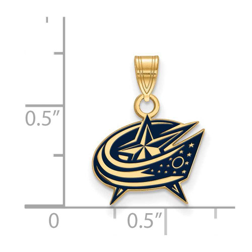 Image of Yellow Sterling Silver NHL LogoArt Columbus Blue Jackets Small Enamel Pendant