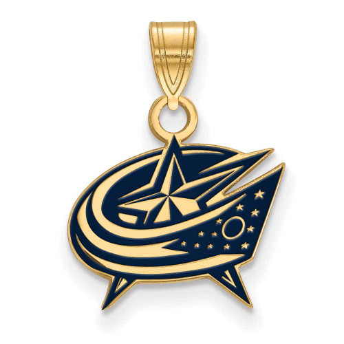 Image of Yellow Sterling Silver NHL LogoArt Columbus Blue Jackets Small Enamel Pendant