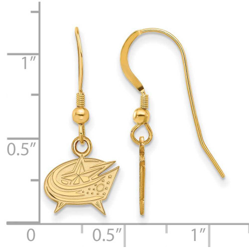 Image of Yellow Sterling Silver NHL LogoArt Columbus Blue Jackets XS Dangle Earrings Wire