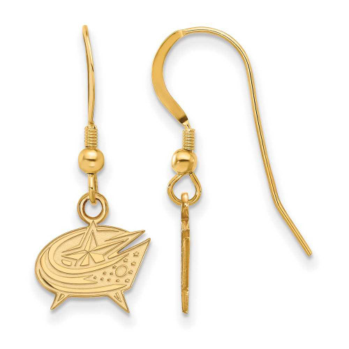 Image of Yellow Sterling Silver NHL LogoArt Columbus Blue Jackets XS Dangle Earrings Wire