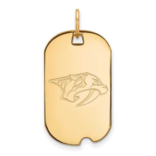 Image of Yellow Sterling Silver NHL LogoArt Nashville Predators Small Dog Tag Pendant