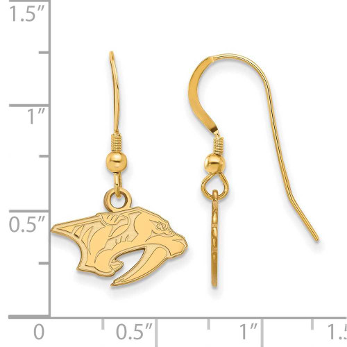 Image of Yellow Sterling Silver NHL LogoArt Nashville Predators XS Dangle Earrings Wire