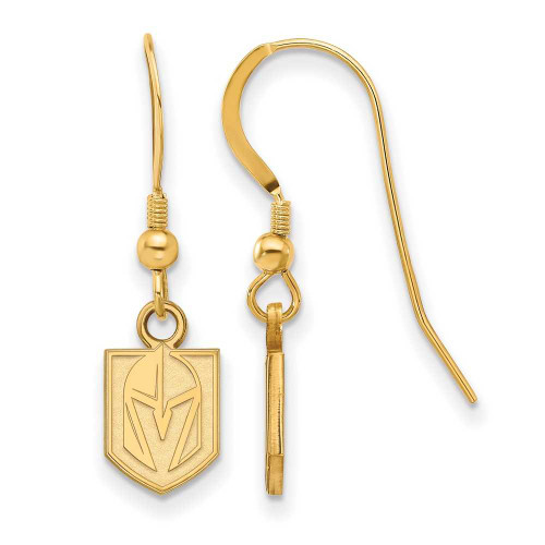 Image of Yellow Sterling Silver NHL LogoArt Vegas Golden Knights XS Dangle Earrings Wire
