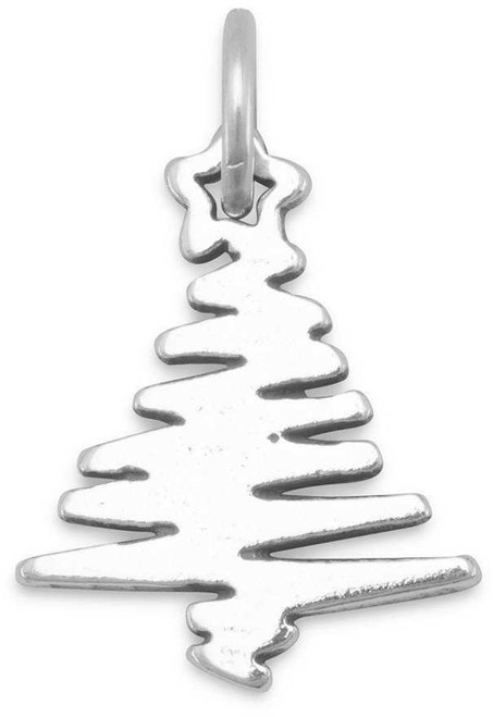 Image of Zig Zag Christmas Tree Charm 925 Sterling Silver