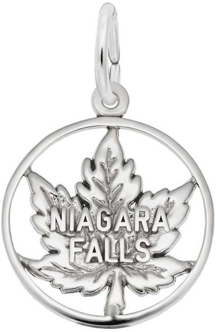 Image of Niagara Falls Cutout Maple Leaf Charm (Choose Metal) by Rembrandt