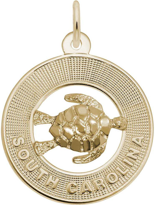 Image of South Carolina Ring with Turtle Charm (Choose Metal) by Rembrandt
