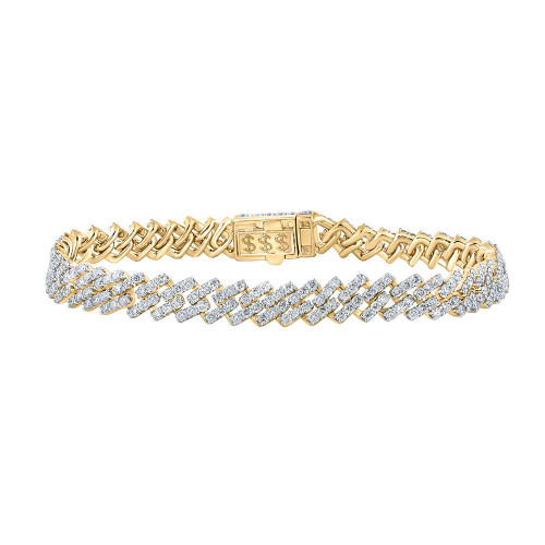 Image of 10kt Yellow Gold Mens Round Diamond Link Bracelet 7-5/8 Cttw