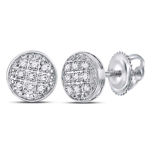 Image of 10kt White Gold Round Diamond Circle Earrings 1/20 Cttw