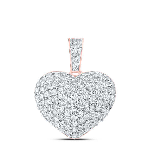Image of 10kt Rose Gold Womens Round Diamond Heart Pendant 1 Cttw